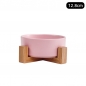 반려동물 우드받침 도자기식기(12.8cm) (핑크)