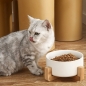 반려동물 우드받침 도자기식기(16cm) (화이트)